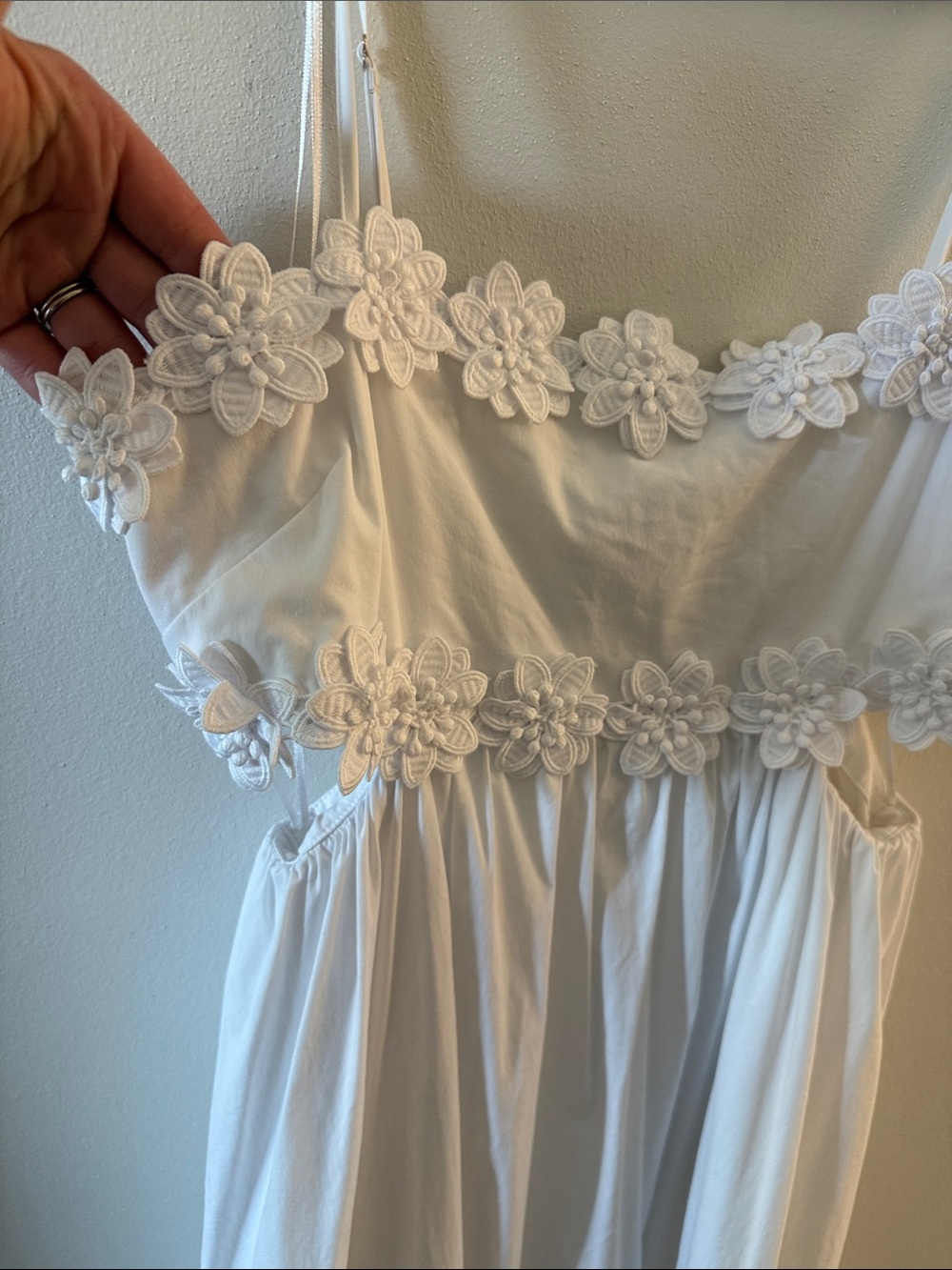 Likely White Floral Appliqué Spaghetti Strap Chemise - Picture 2 of 3